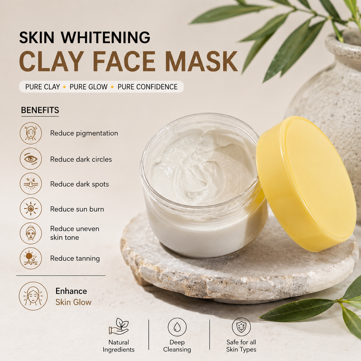 Skin Whitening Clay Face Mask